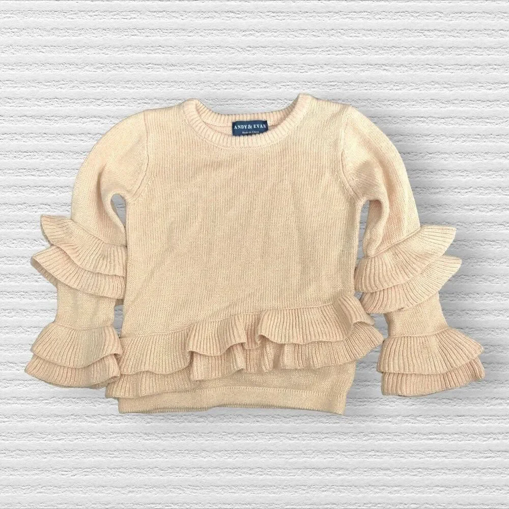 Andy & Evens 3t Pink Shimmer Ruffle Sweater